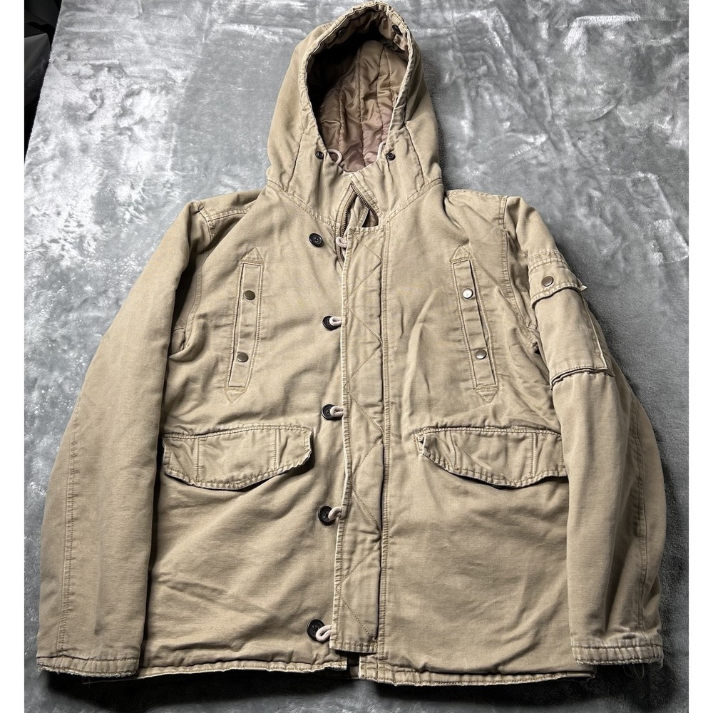 GAP Jacket Men Size Small Hooded Full Zip Canvas Coat Gorpcore Hiking Thrifter